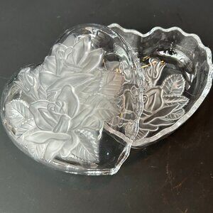Vintage Studio Nova Mikasa Crystal Heart Box/Candy Dish with Lid